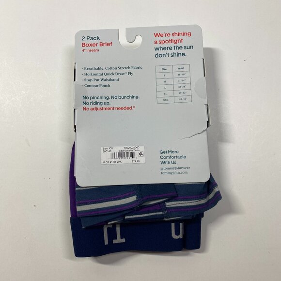 NWT Tommy John Cotton Stretch Boxer Brief - 2 Pack - 4" - Violet Theme - Picture 4 of 6
